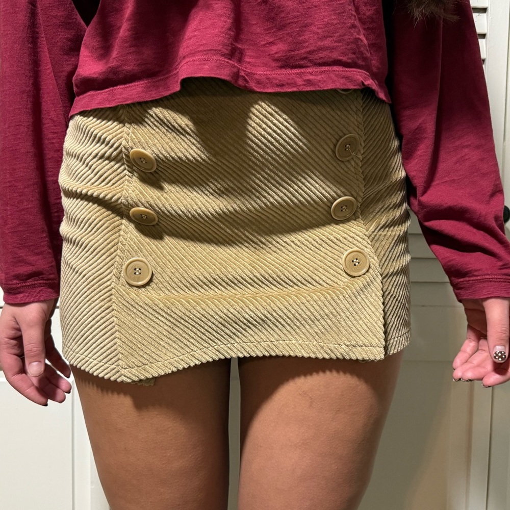 Y2K Corduroy Button-Accent Mini Skirt